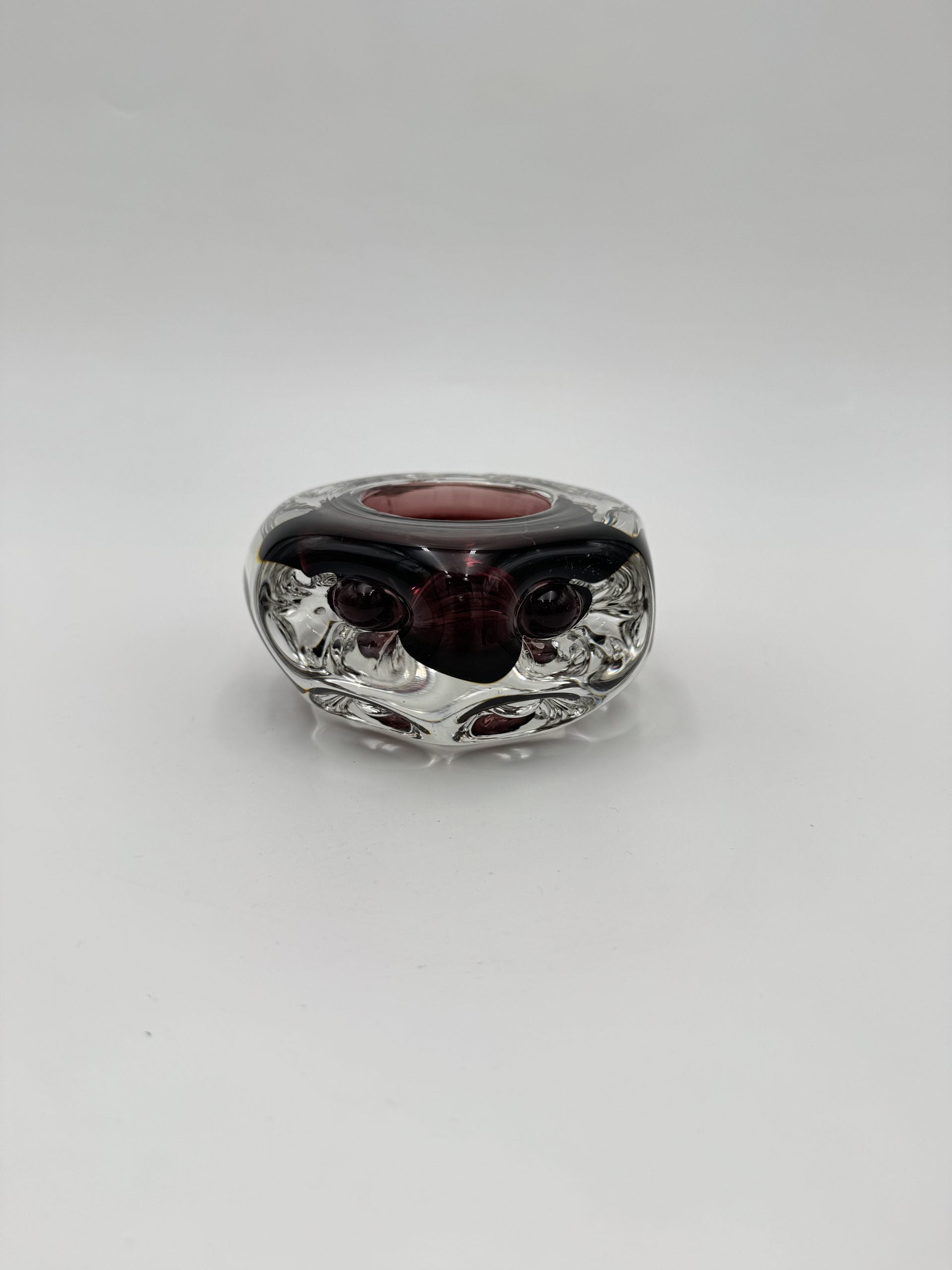Liskeard Glass Purple Knobbly Bowl -tea light candle holder